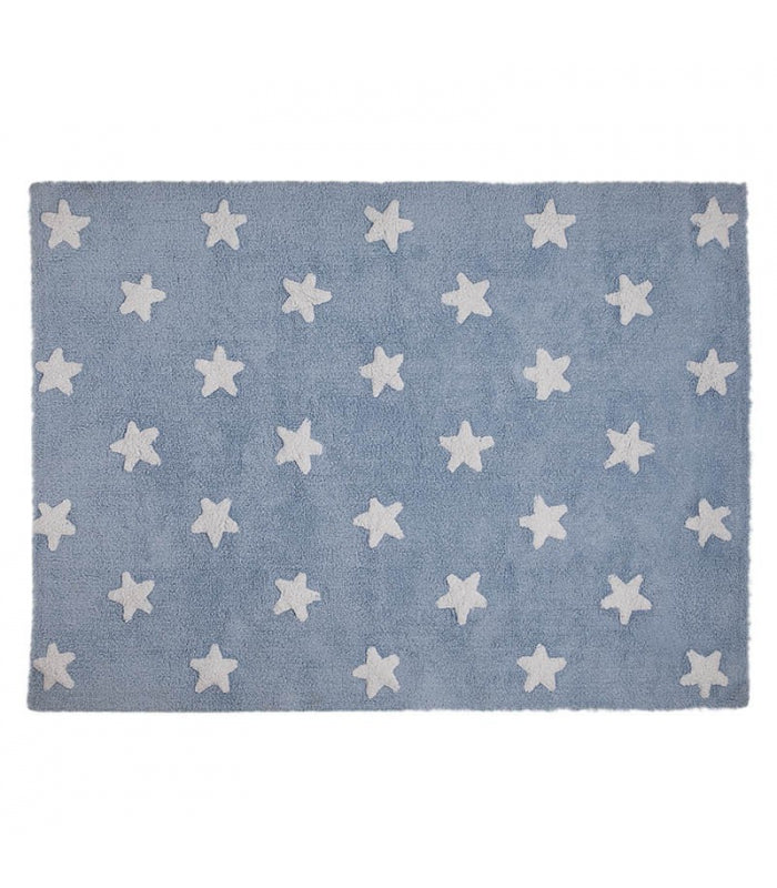 Lorena Canals Blue Stars White Rug