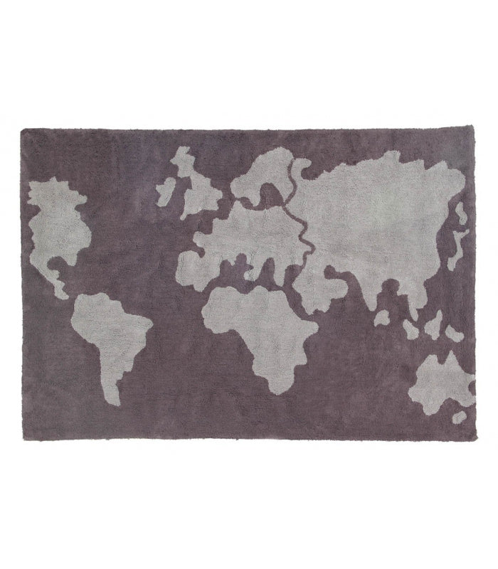 Lorena Canals World Map Dark Grey Rug