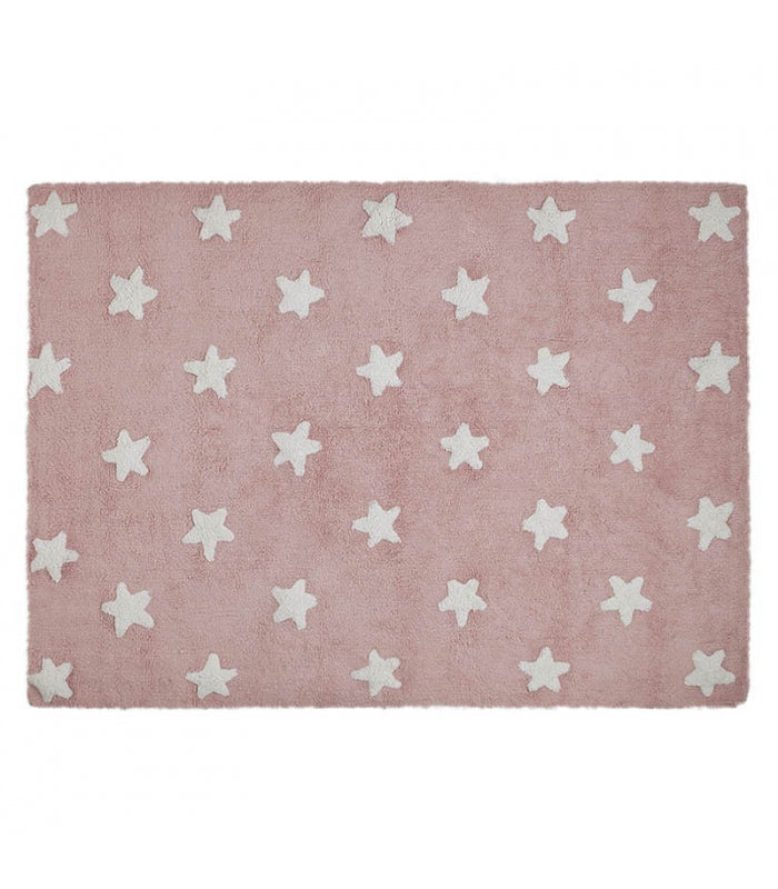 Lorena Canals Pink Stars White Rug