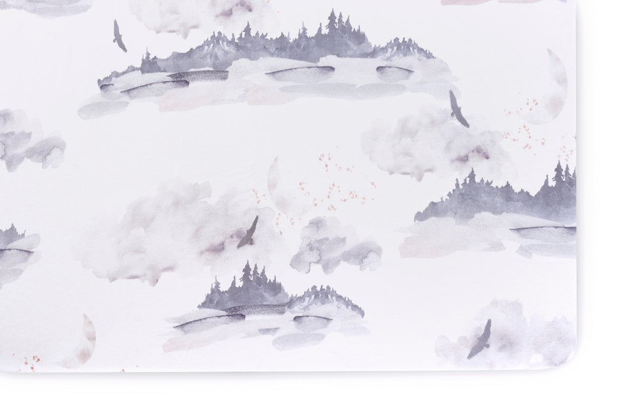 Oilo Studio Misty Mountain Jersey Crib Sheet