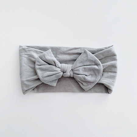 Sugar + Maple Classic Baby Bow Headband in Grey