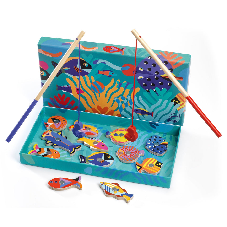 Fishing Graphic Wooden Magnetic Fishing Game