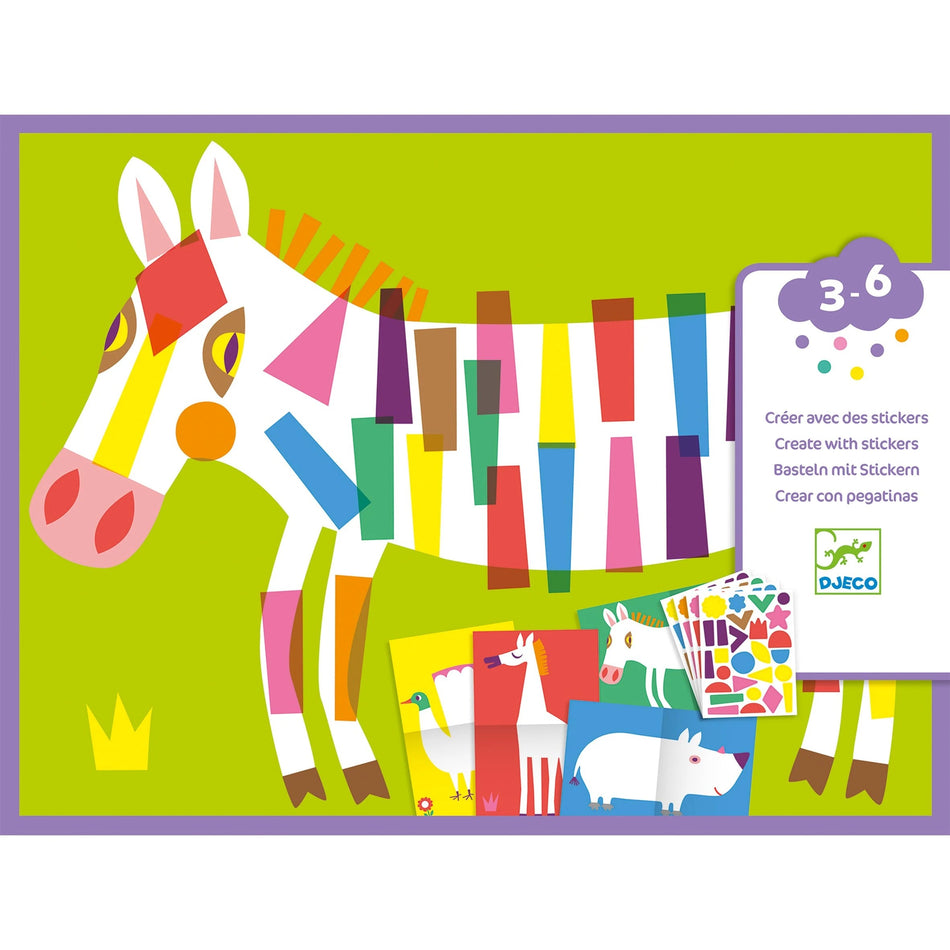 Large Animals Sticker Collage Activity