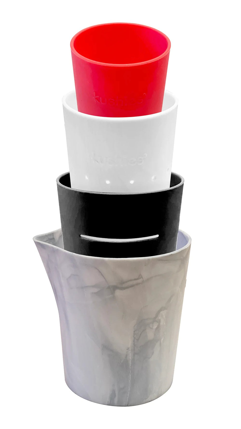 Silistack Silicone Stacking Cups  - Red/White/Grey