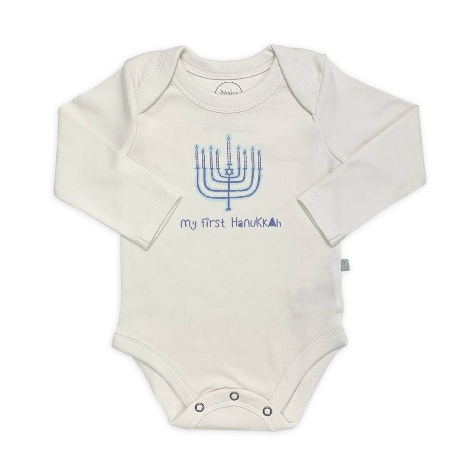 Finn + Emma Long Sleeve Bodysuit Hanukkah in 3-6 Months