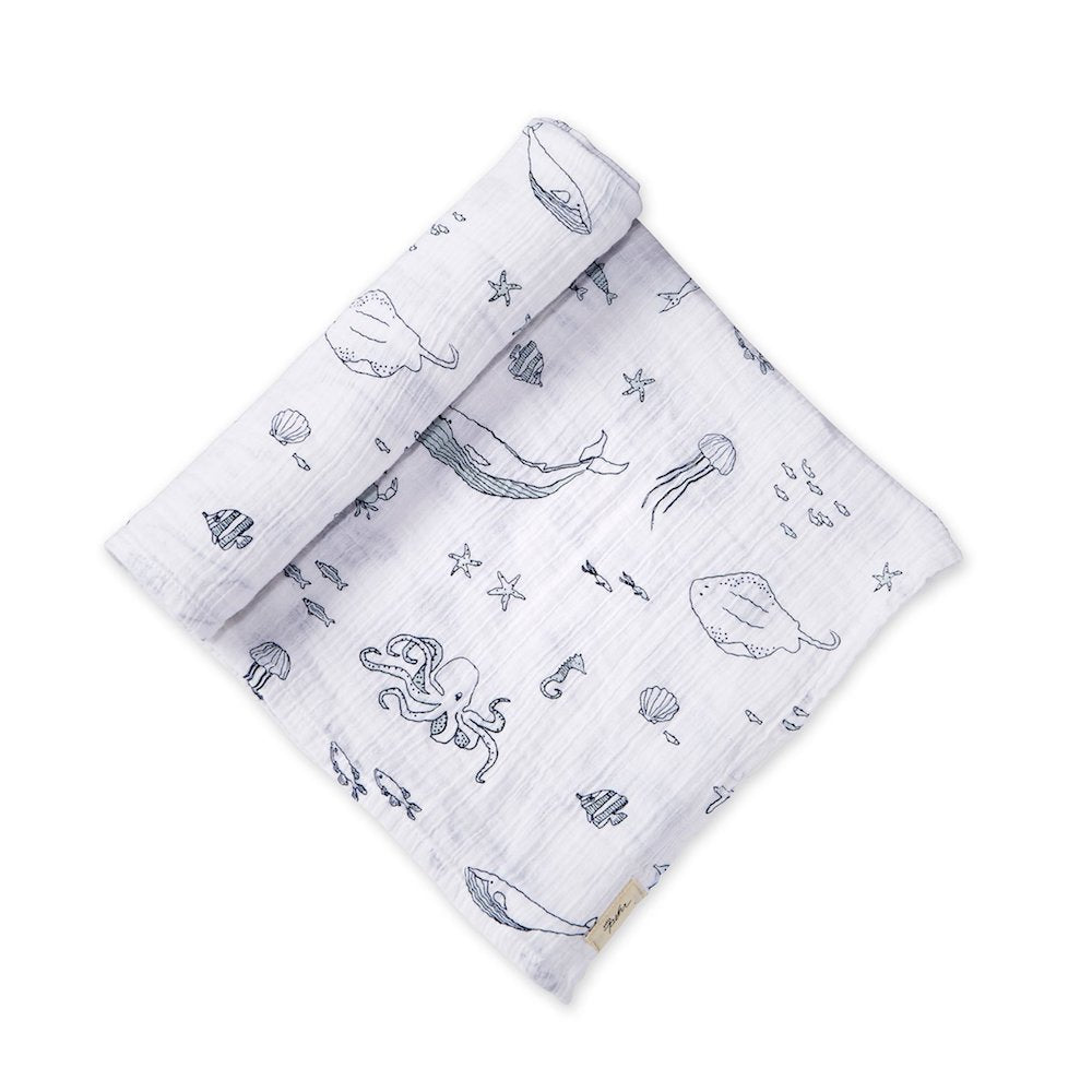 Petit Pehr Life Aquatic Swaddle Blanket - Marine