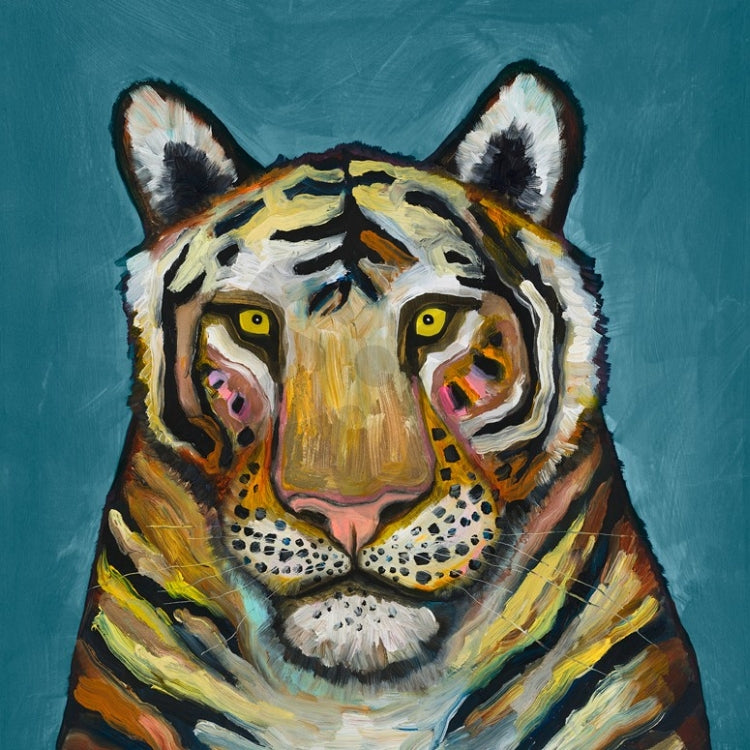 Oopsy Daisy Tiger On Cerulean Canvas Wall Art