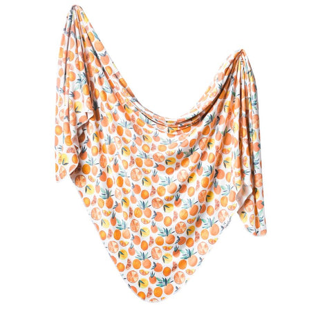 Copper Pearl Citrus Knit Swaddle Blanket