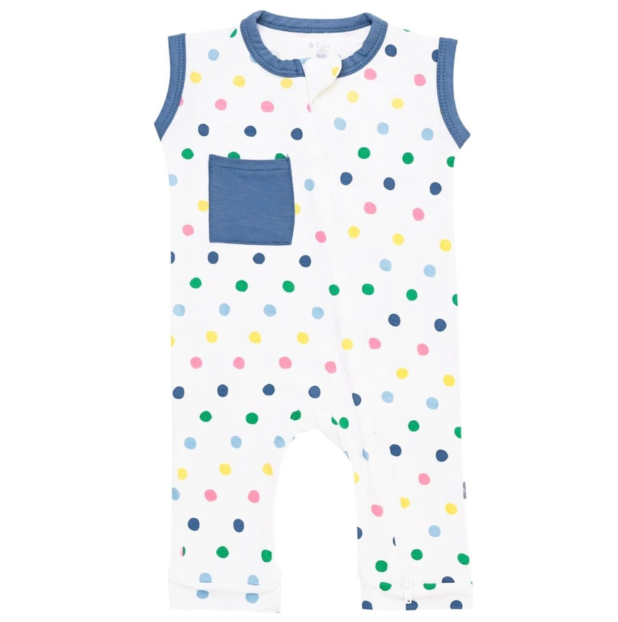 Printed Sleeveless Romper - Polka Dots