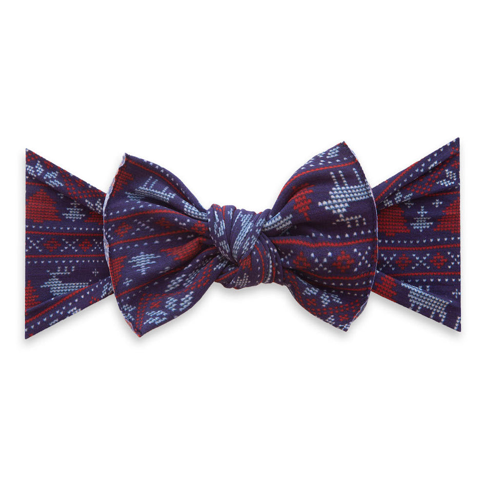 Baby Bling Bows Printed Knot Headband - Blue Fairisle