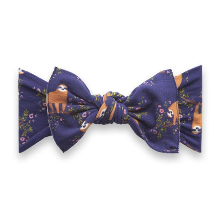 Baby Bling Bows Printed Knot Headband - Navy Sloth