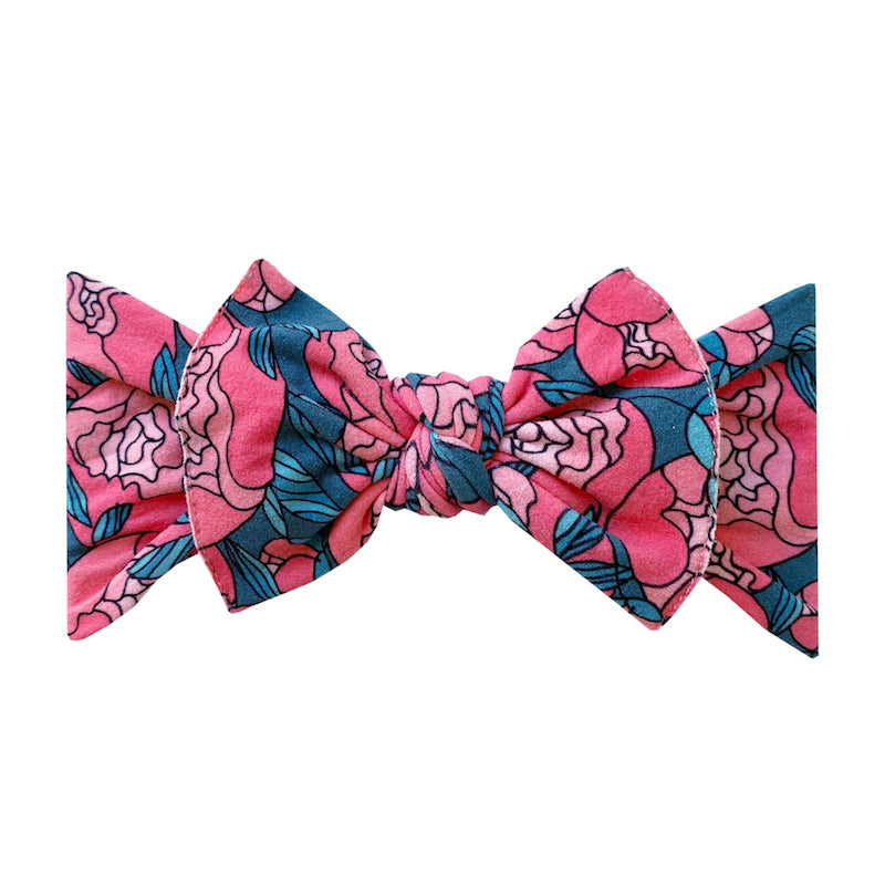 Baby Bling Bows Printed Knot Headband - Peony Garden