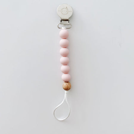 Sugar + Maple Silicone Pacifier Clip + Teether in Blush