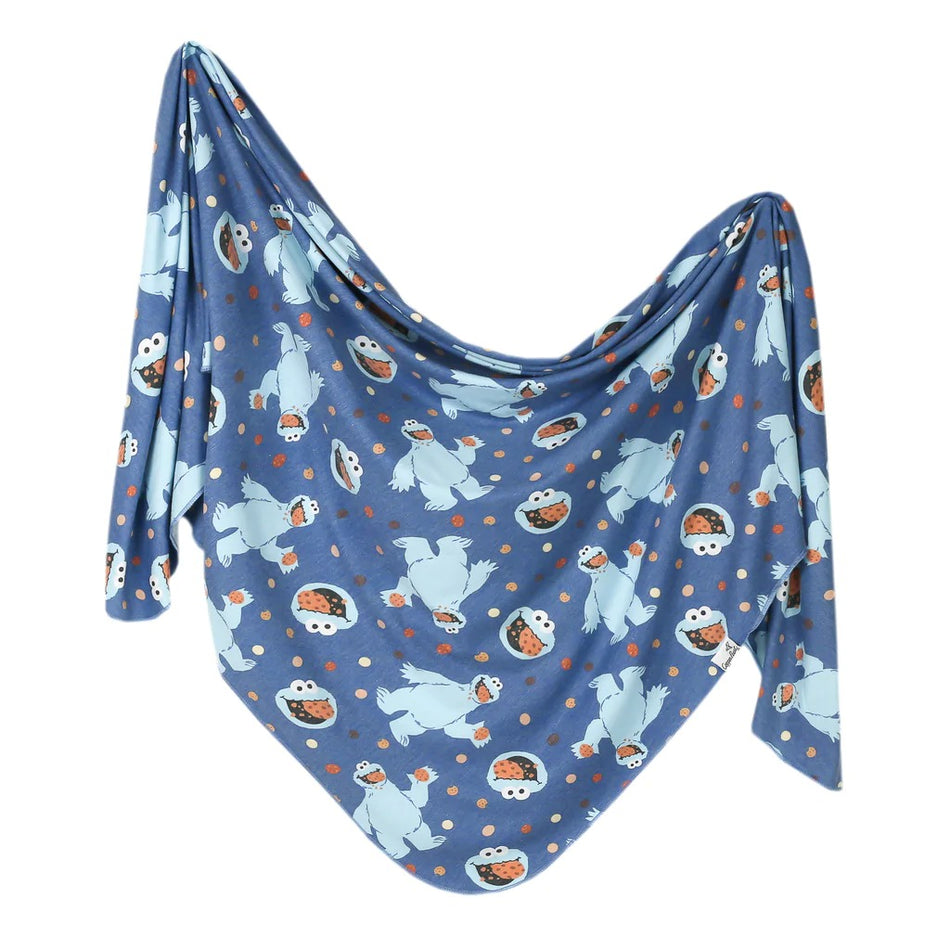 Cookie Monster Knit Swaddle Blanket