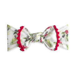 Baby Bling Bows Trimmed Printed Knot Headband Holly Berry