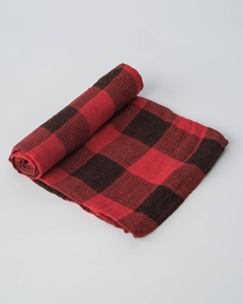 Little Unicorn Cotton Muslin Single Swaddle - Red Plaid