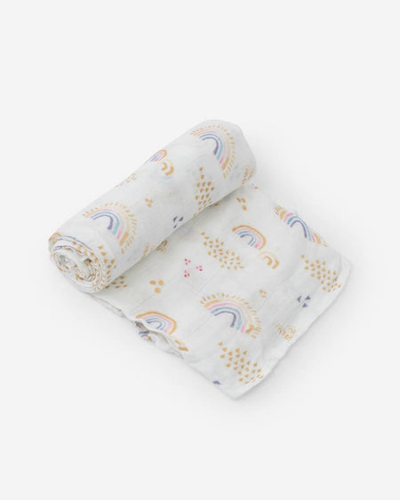 Little Unicorn Deluxe Single Swaddle - Rainbows & Raindrops