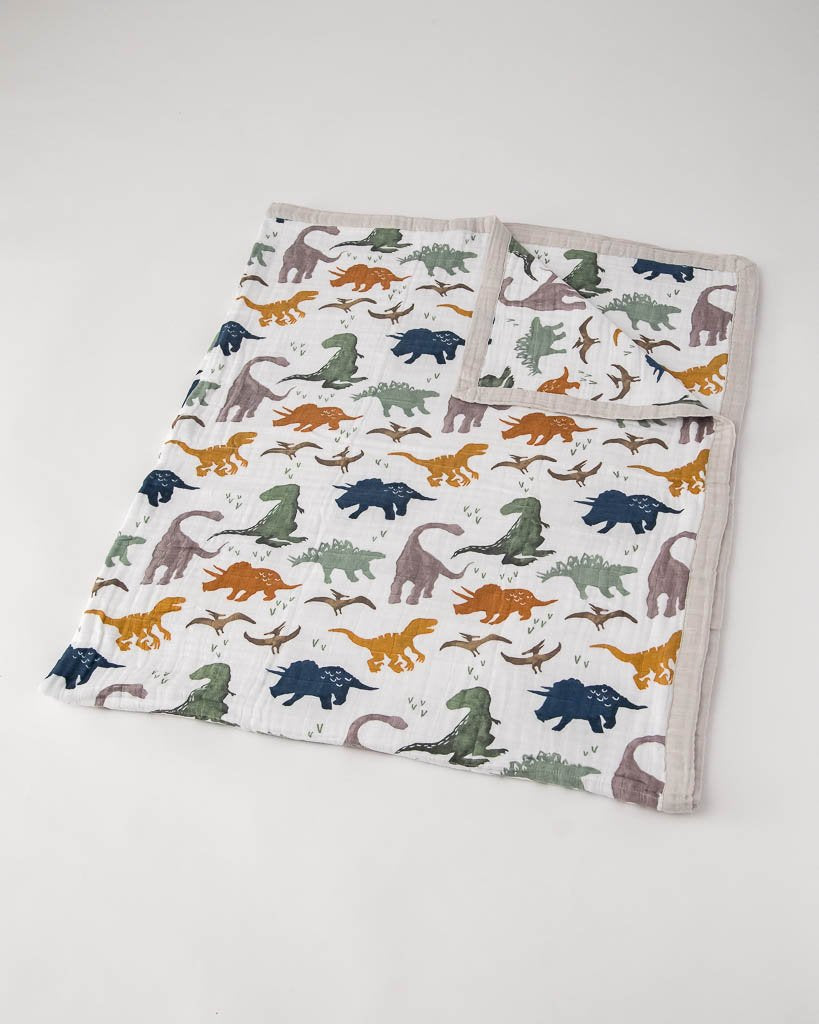 Little Unicorn Cotton Muslin Big Kid Quilt - Dino Friends