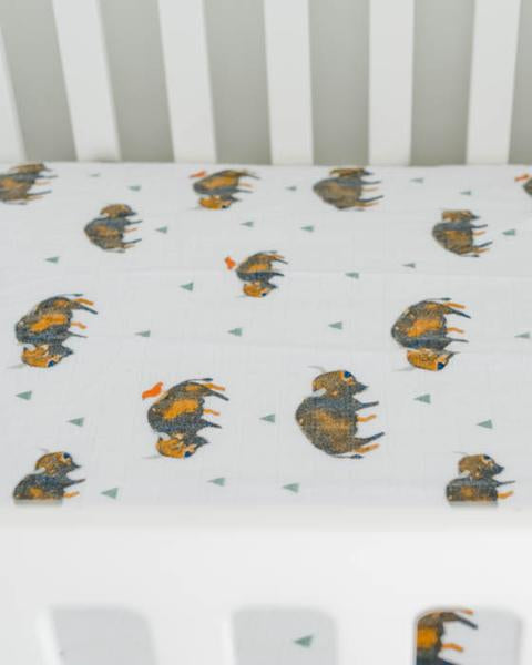 Little Unicorn Cotton Muslin Crib Sheet - Bison