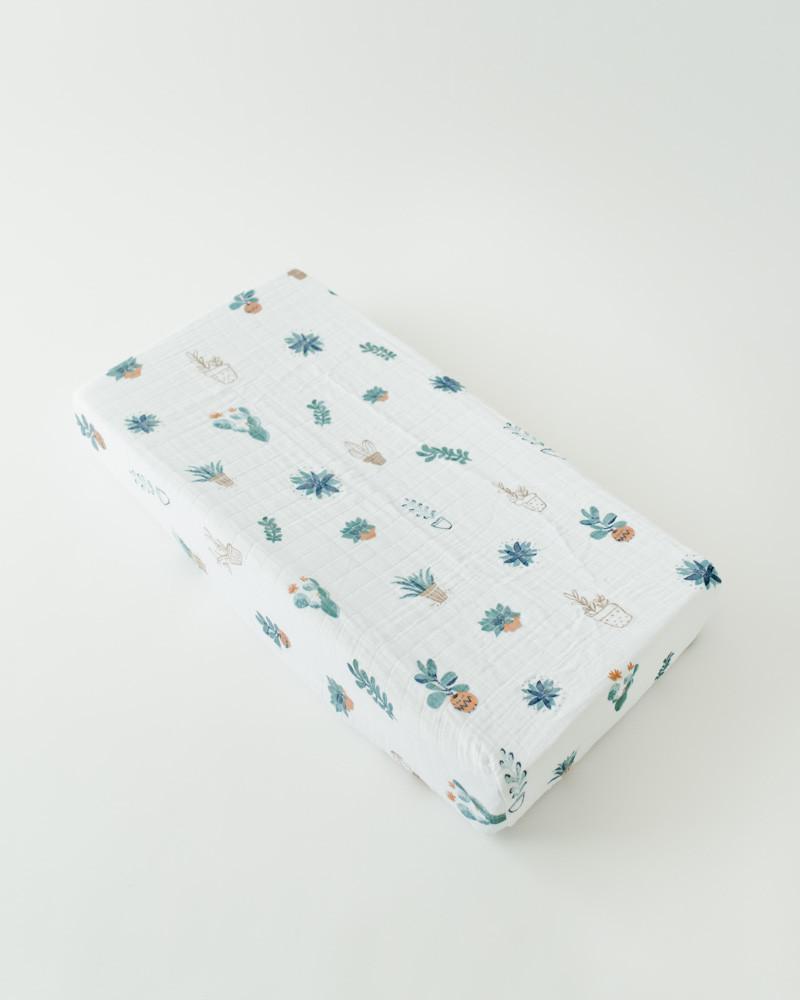 Little Unicorn Cotton Muslin Changing Pad Cover in Prickle Pots