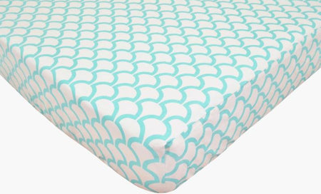 American Baby Company Aqua Seawaves Percale Crib Sheet