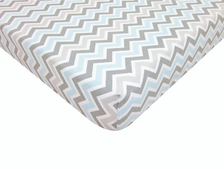 American Baby Company Percale Crib Sheet, Blue Zig Zag