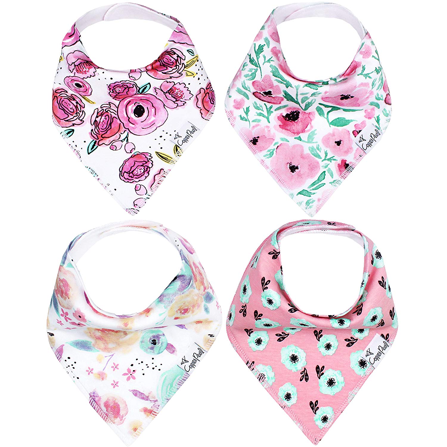 Copper Pearl Bloom Baby Bandana Bib Set