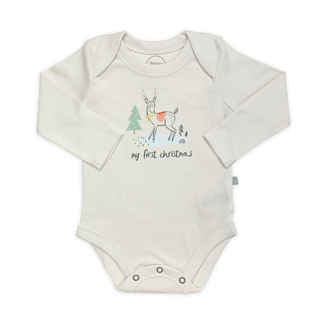 Finn + Emma Long Sleeve Bodysuit Christmas Deer in 3-6 Months