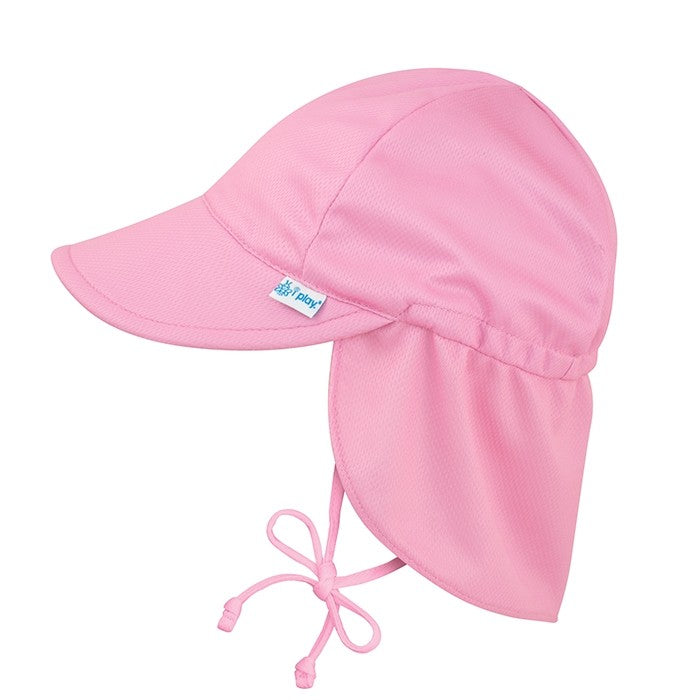 i Play Breathable Flap Sun Hat in Pink - 2-4T