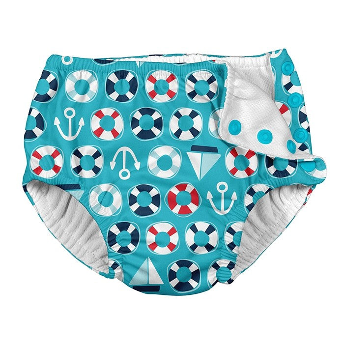 i Play Aqua Nautical Snap Reusable Swim Diaper - 6 Months