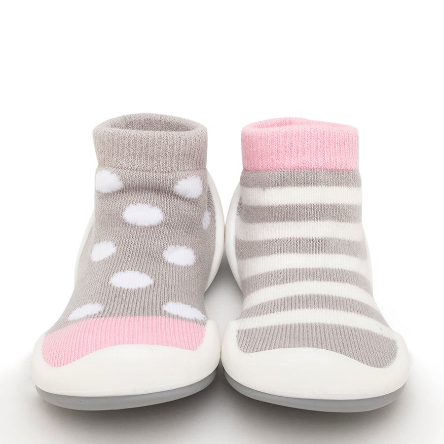 Dots & Stripes - Pink Sock Shoes