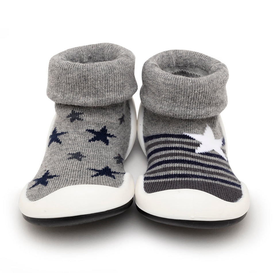 Stars & Stripes Grey Soft Cotton Sock Shoes