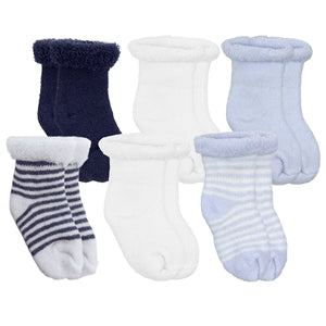 Kushies Terry Newborn Socks 6 Pack - Blue