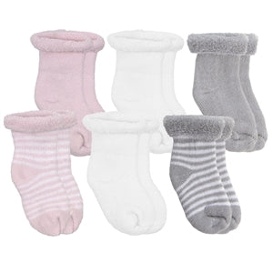 Kushies Terry Newborn Socks 6 Pack - Pink