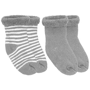 Kushies Terry Newborn Socks 2 Pack in Grey