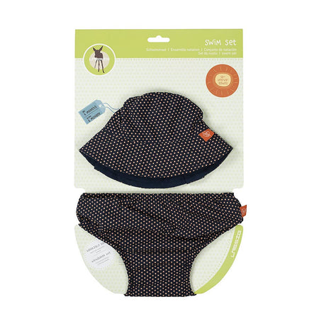 Lassig Splash & Fun Swim Diaper + Hat - Navy Polka Dot - 12 mos