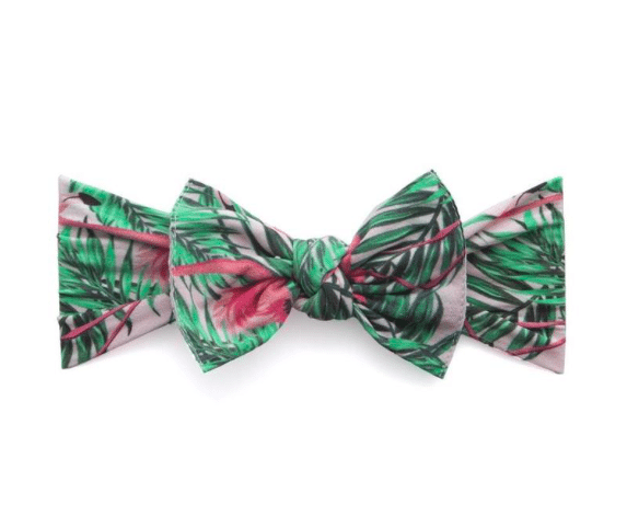 Baby Bling Bows Printed Knot Headband in Tropical Flamingo