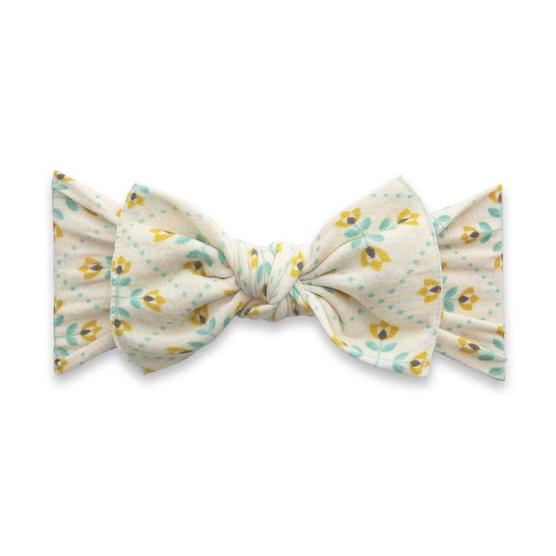 Baby Bling Bows Printed Knot Headband - Yellow Tulips