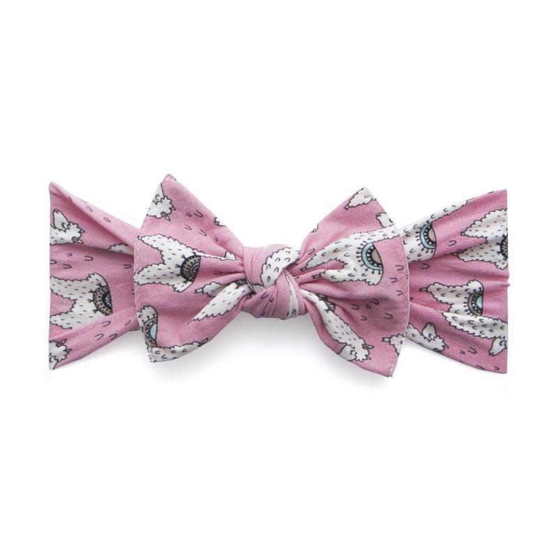 Baby Bling Bows Printed Knot Headband in Pink Llama