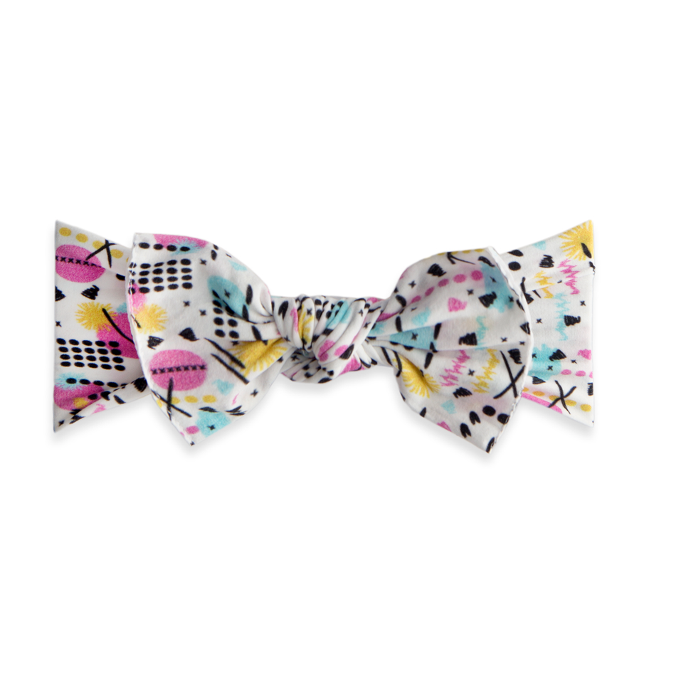 Baby Bling Bows Printed Knot Headband in Rad Retro