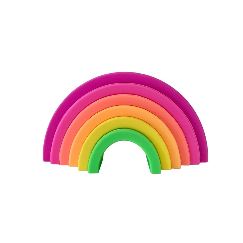 Sugar + Maple 6 piece Silicone Stacking Neon Rainbow