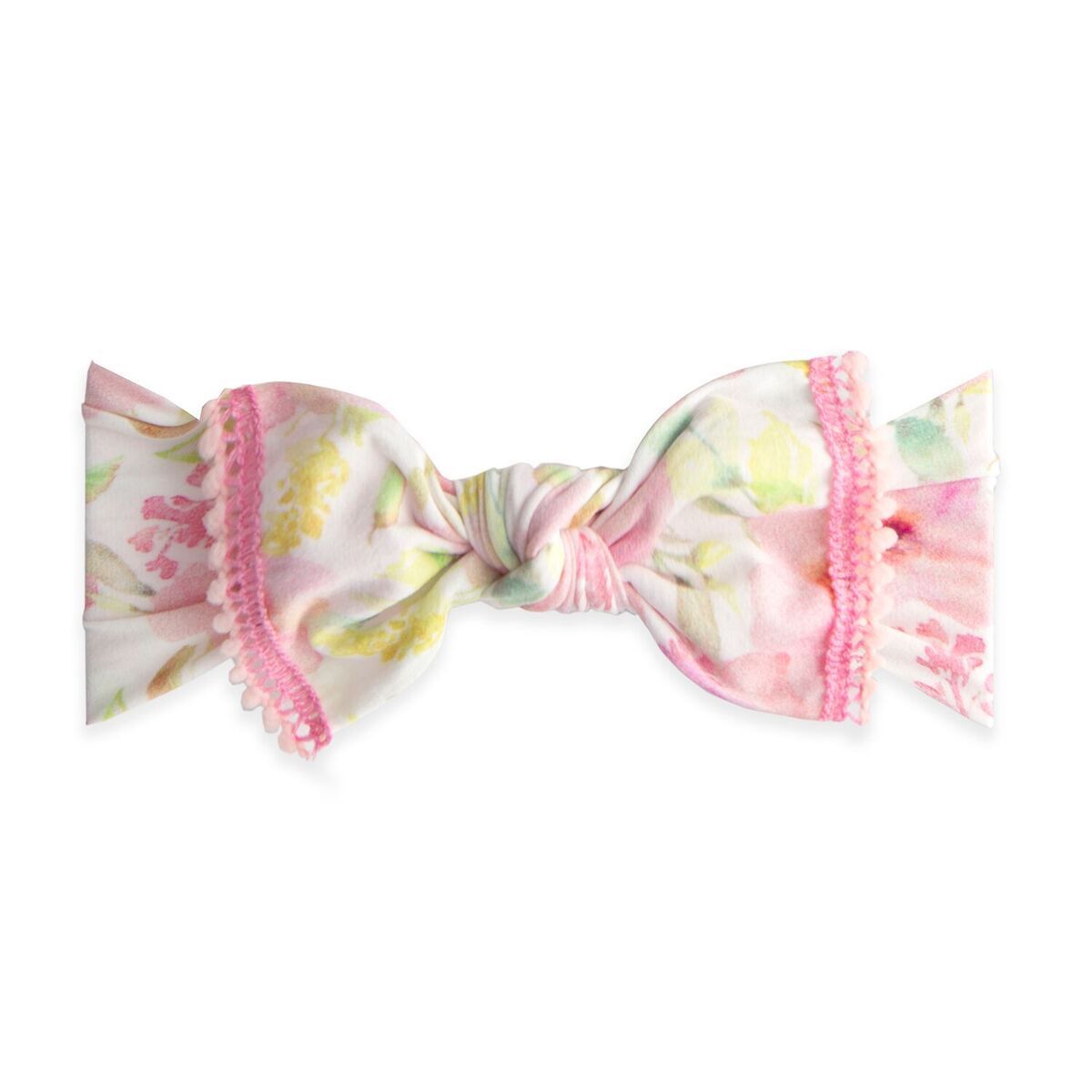 Baby Bling Bows Trimmed Printed Knot Headband in Posey