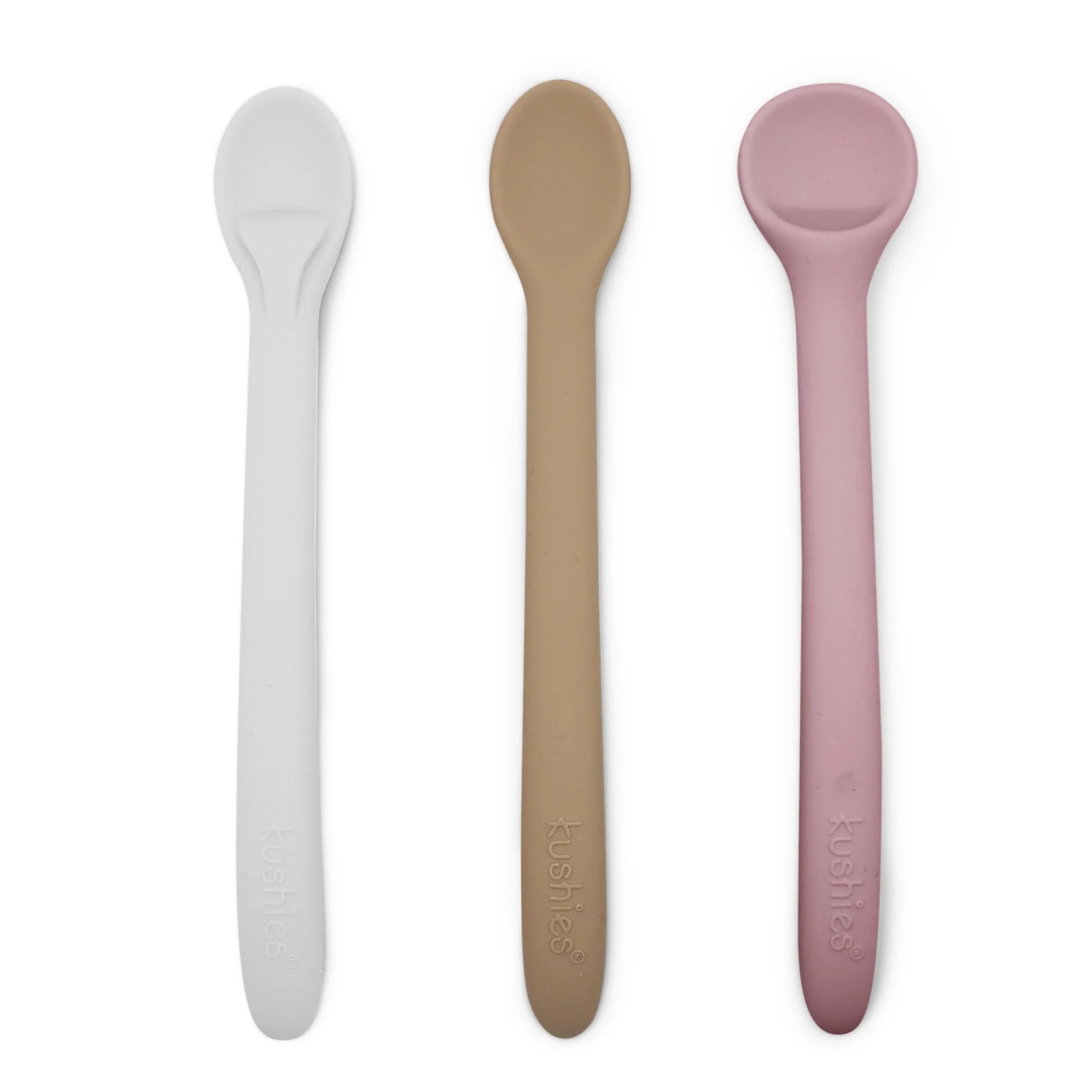 Mushie Silicone Feeding Spoons (2-Pack) Cambridge Blue/Shifting Sand